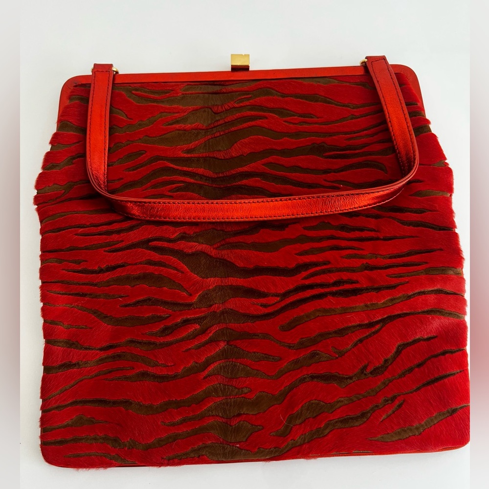 Lamberson Truex Vintage pony skin and metallic orange leather bag - new no tags